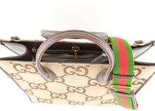 Load image into Gallery viewer, Gucci Monogram Jumbo GG Calfskin Web Tote Camel