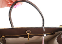 Load image into Gallery viewer, Gucci Monogram Jumbo GG Calfskin Web Tote Camel