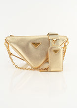 Load image into Gallery viewer, Prada Saffiano Triangle Gold Re-Edition