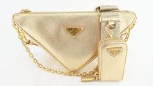 Load image into Gallery viewer, Prada Saffiano Triangle Gold Re-Edition