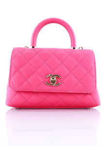 Chanel Caviar Quilted Extra Mini Coco Handle Flap Hot Pink