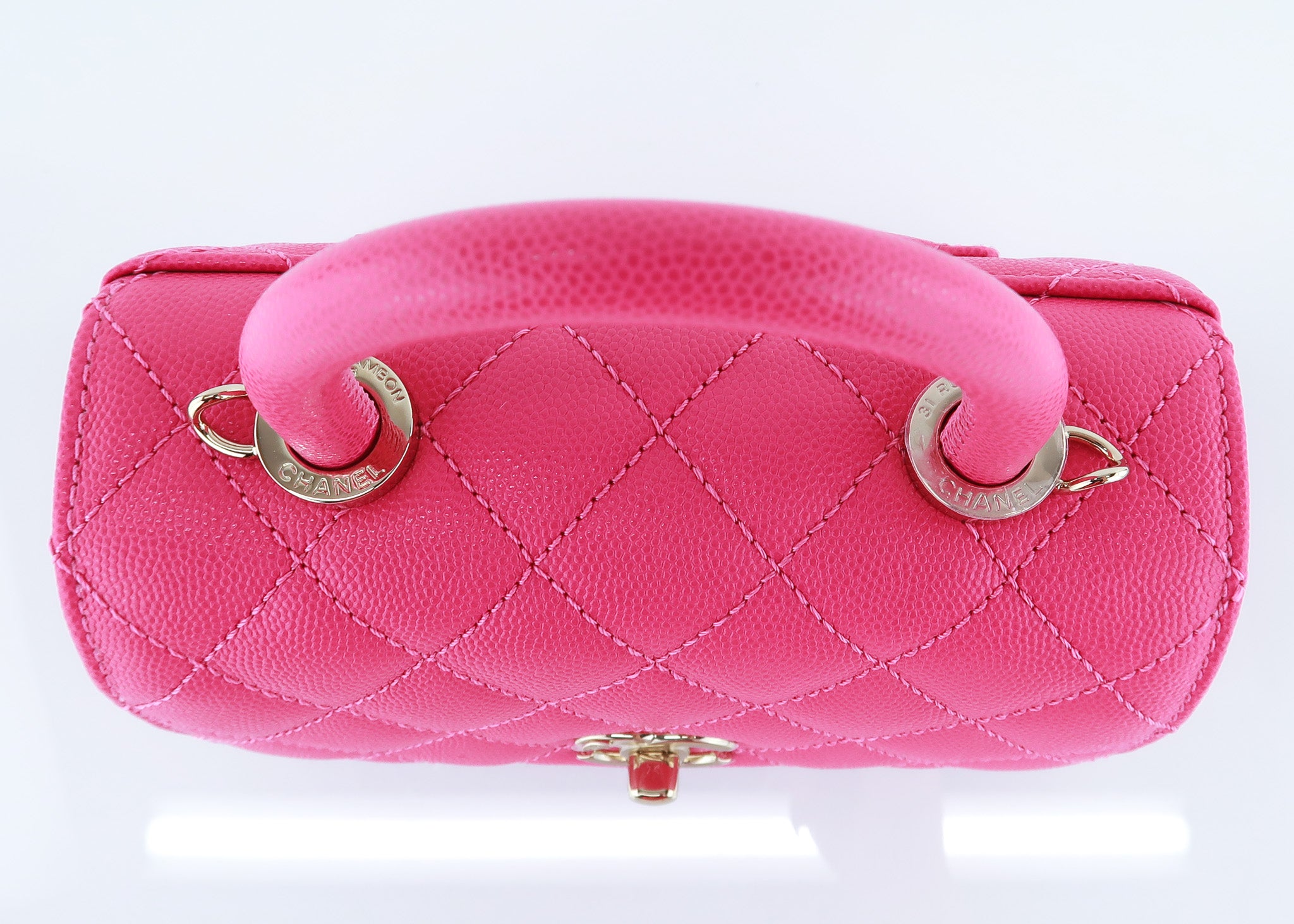 Chanel Extra Mini Pink Quilted Caviar Coco Handle