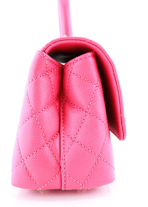 Chanel Caviar Quilted Extra Mini Coco Handle Flap Hot Pink