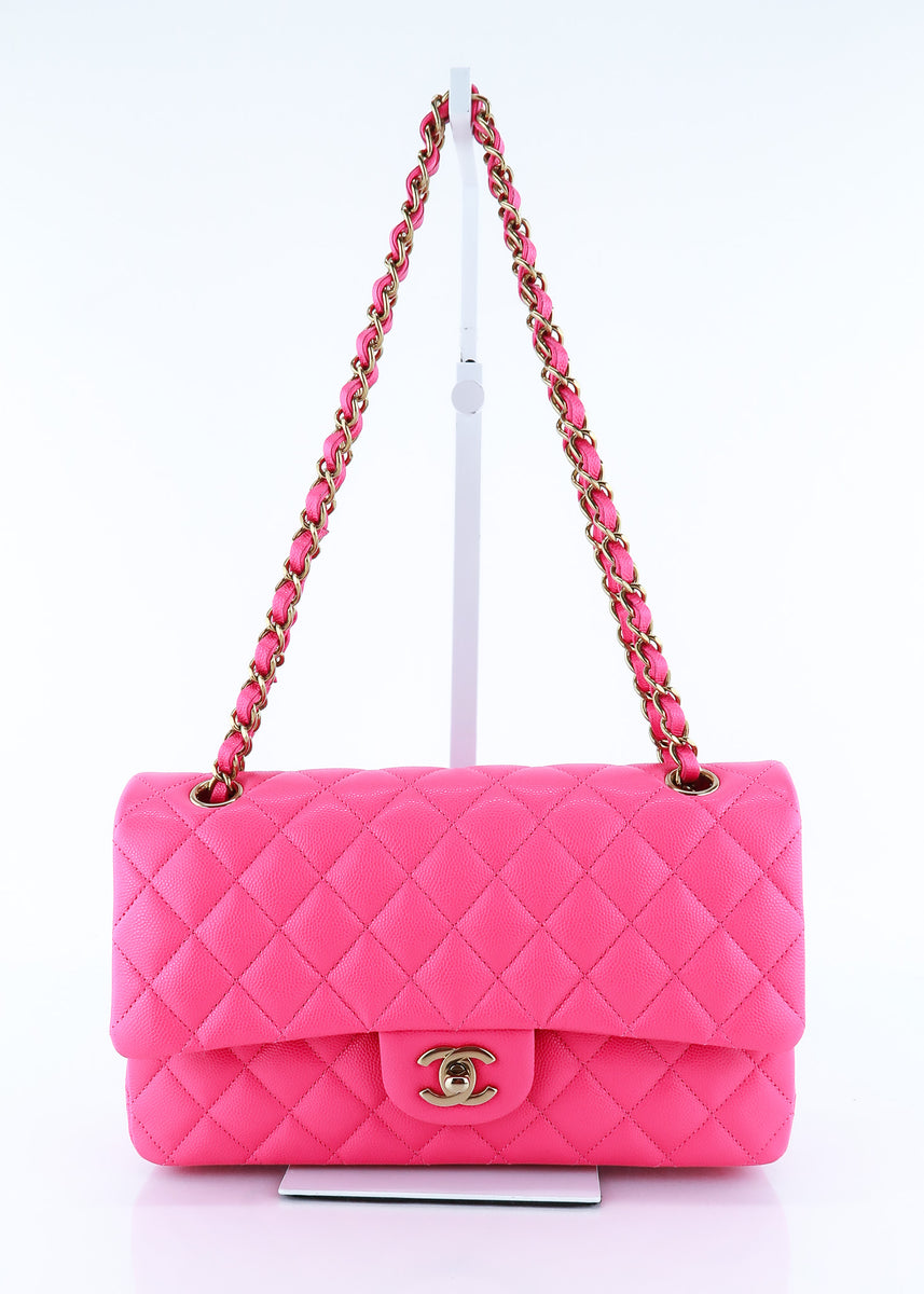 pink chanel flap bag caviar