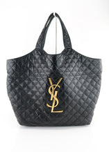 Load image into Gallery viewer, Saint Laurent Lambskin Quilted Maxi Icare Shopping Tote Black
