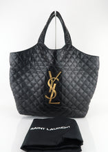 Load image into Gallery viewer, Saint Laurent Lambskin Quilted Maxi Icare Shopping Tote Black