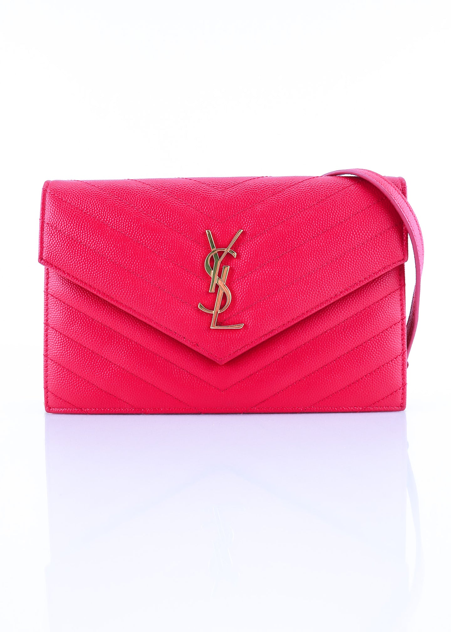 Saint Laurent Cassandra Wallet on Chain Pink