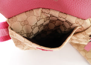 Gucci Monogram Web Double Pocket Belt BumBag Pink