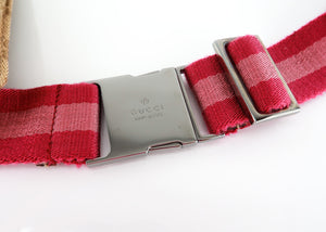 Gucci Monogram Web Double Pocket Belt BumBag Pink