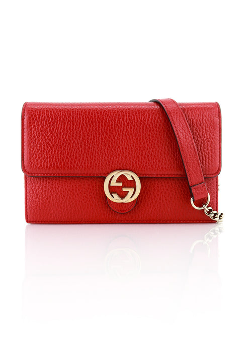 Gucci Calfskin Wallet on Chain Red