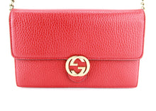 Load image into Gallery viewer, Gucci Calfskin Wallet on Chain Red