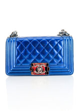 Load image into Gallery viewer, Chanel Quilted Patent Small Boy Flap Blue