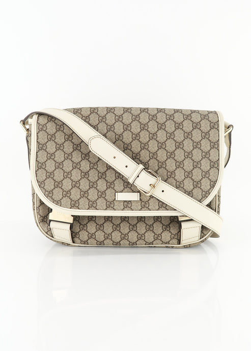 Gucci Large Supreme Canvas Messenger White