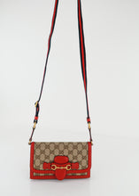 Load image into Gallery viewer, Gucci Lady Web Canvas Wallet on Chain Red