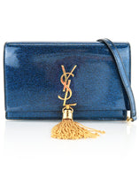 Load image into Gallery viewer, Saint Laurent Kate Wallet on a Chain Navy Glitter