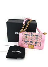 Load image into Gallery viewer, Chanel Iridescent Tweed Lambskin Medium Boy Flap Pink