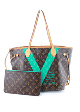Load image into Gallery viewer, Louis Vuitton Monogram Neverfull MM Turquoise Full Set