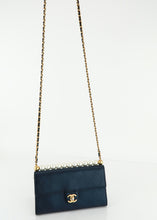 Load image into Gallery viewer, Chanel Lambskin Pearl Wallet on Chain Navy
