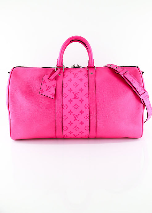 Louis Vuitton Taigarama Keepall 50 Bandouliere Pink