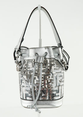Fendi Mini Silver Sequin Zucca Bucket Bag