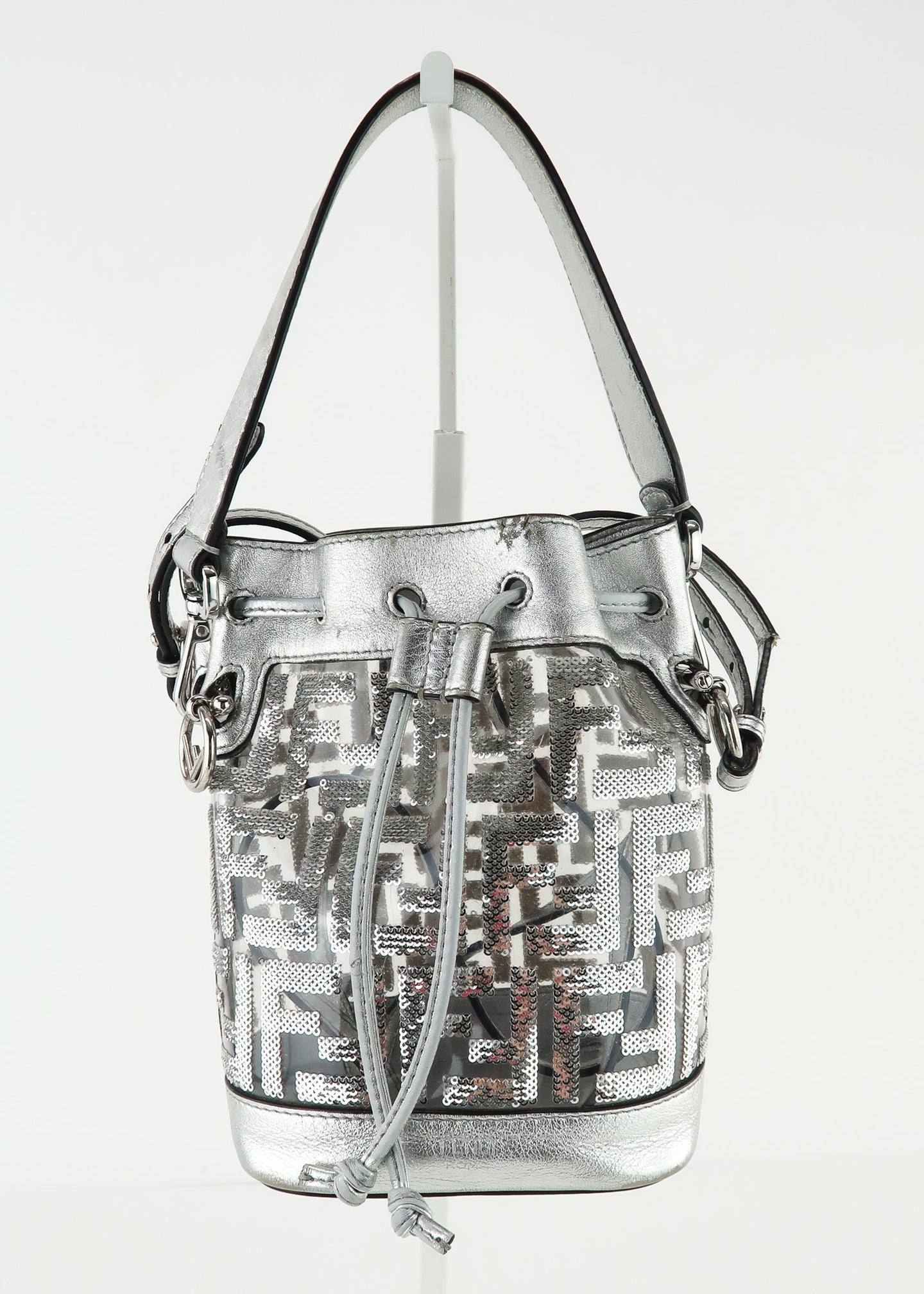 Fendi Mini Silver Sequin Zucca Bucket Bag