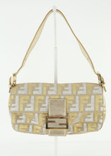 Load image into Gallery viewer, Fendi Metallic Zucca Baguette Gold Silver