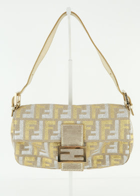 Fendi Metallic Zucca Baguette Gold Silver