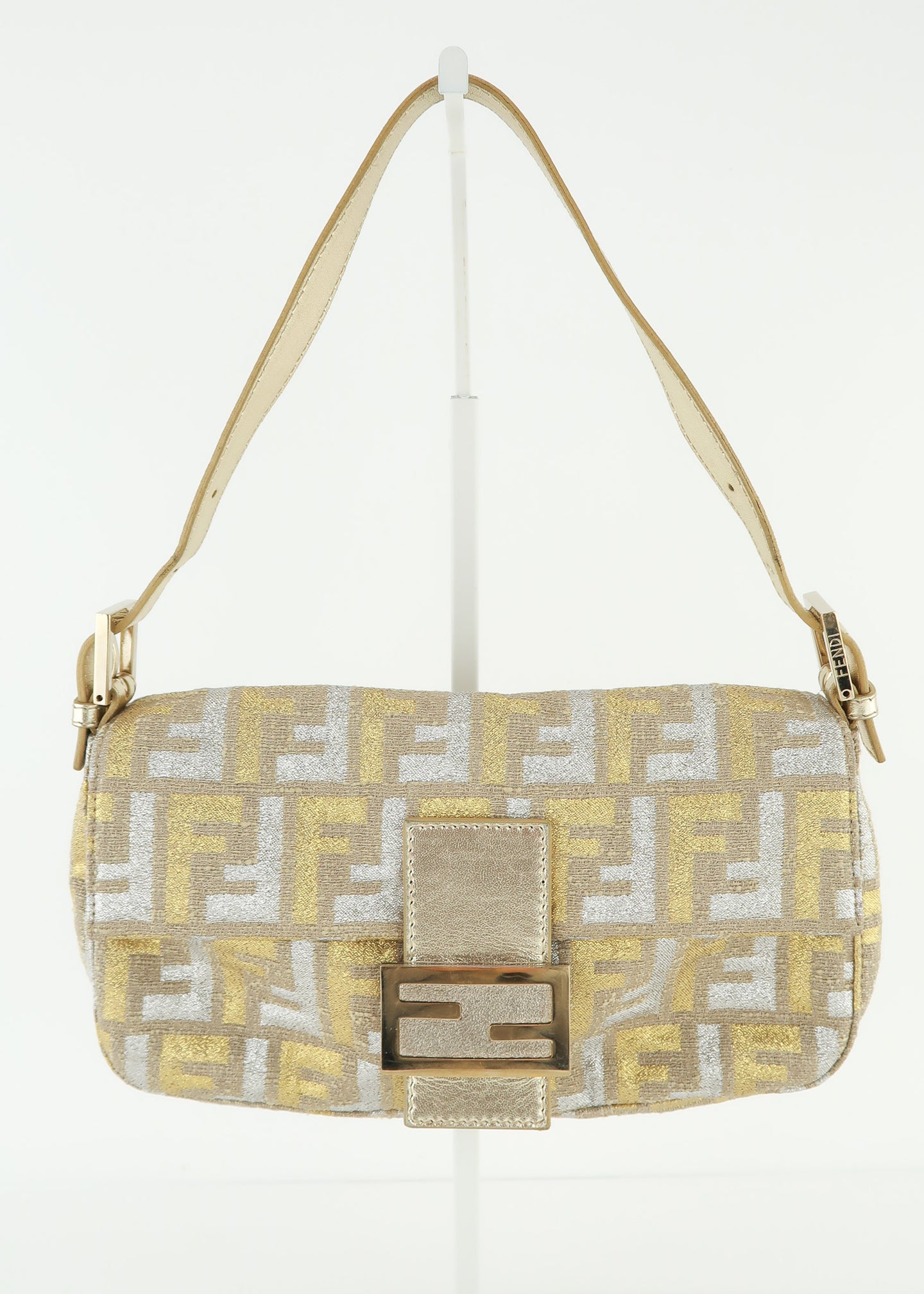 Fendi Metallic Zucca Baguette Gold Silver
