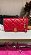 Load image into Gallery viewer, Chanel Lambskin Quilted Coco Love Wallet on Chain Red