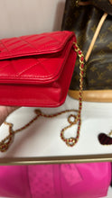 Load image into Gallery viewer, Chanel Lambskin Quilted Coco Love Wallet on Chain Red