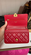 Load image into Gallery viewer, Chanel Lambskin Quilted Coco Love Wallet on Chain Red