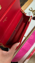 Load image into Gallery viewer, Chanel Lambskin Quilted Coco Love Wallet on Chain Red