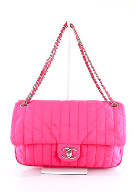Chanel Jumbo Quilted Nylon Flap Pink