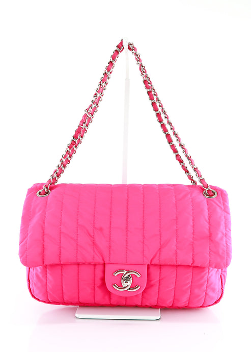 Chanel Jumbo Quilted Nylon Flap Pink