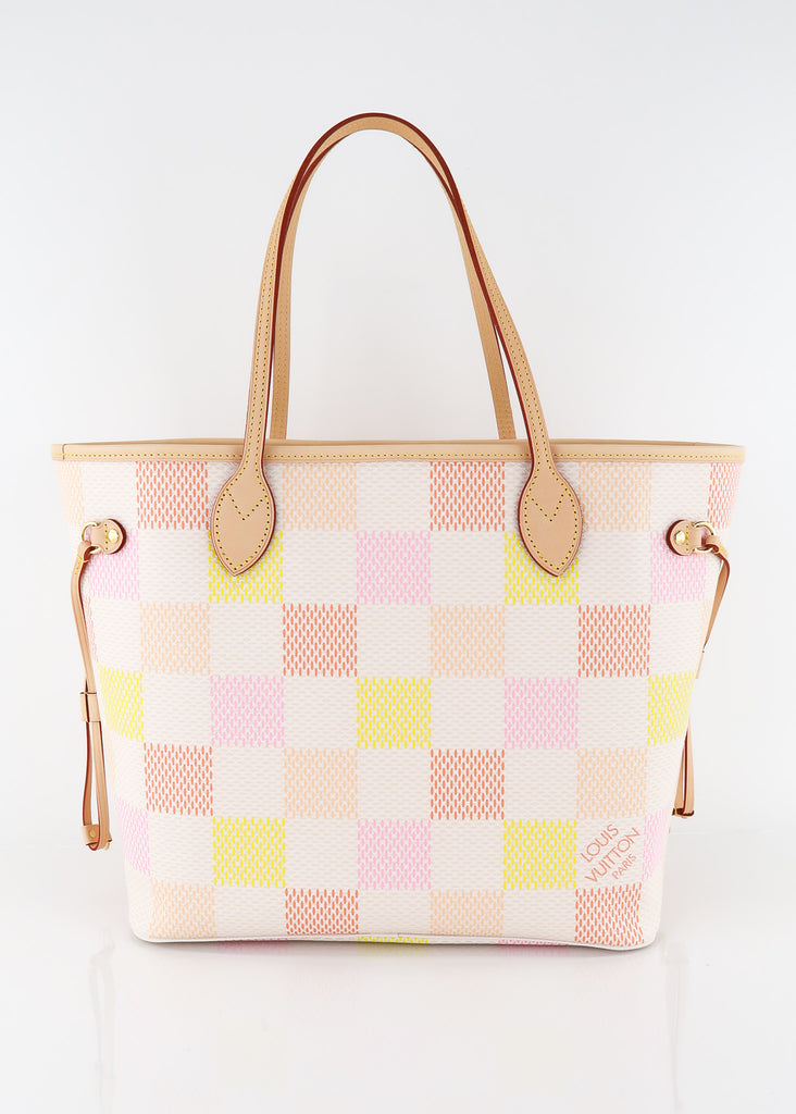 Louis Vuitton Giant Damier Neverfull MM Yellow Pink – DAC