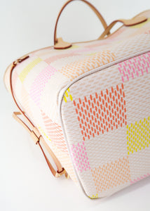 Louis Vuitton Giant Damier Neverfull MM Yellow Pink