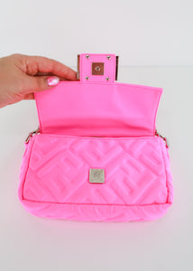 Fendi Baguette Zucca Lycra Mini Bag Pink