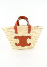 Load image into Gallery viewer, Celine Palm Leaves Calfskin Triomphe Nano Panier Tan