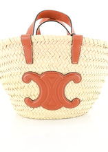 Load image into Gallery viewer, Celine Palm Leaves Calfskin Triomphe Nano Panier Tan