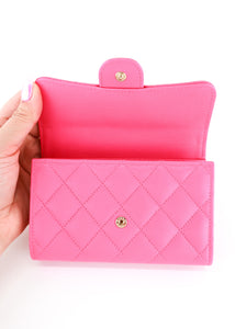 Chanel Caviar Trifold Wallet Pink