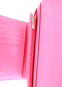 Chanel Caviar Trifold Wallet Pink