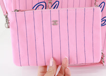 Load image into Gallery viewer, Chanel Canvas Calfskin Striped Large Deauville Tote Pink Blue