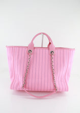 Load image into Gallery viewer, Chanel Canvas Calfskin Striped Large Deauville Tote Pink Blue
