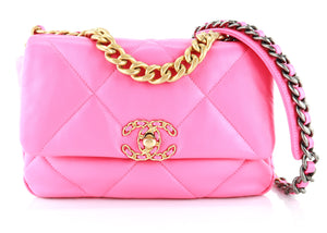 Chanel 19 Quilted Goatskin Medium Pink