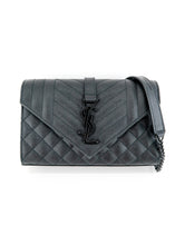 Load image into Gallery viewer, Saint Laurent  Envelope Small Bag In Mix Matelassé Grain De Poudre Black
