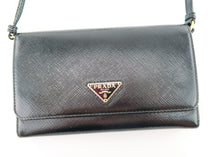 Load image into Gallery viewer, Prada Saffiano Wallet on a Chain Black