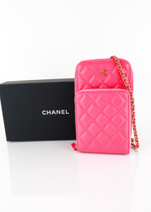 Chanel Caviar Phone Crossbody Pink