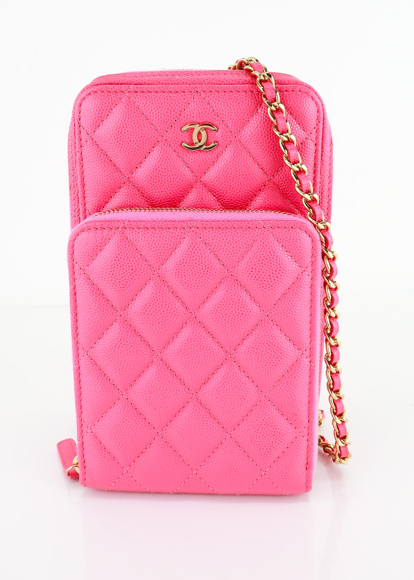 Chanel Caviar Phone Crossbody Pink