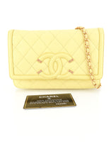 Load image into Gallery viewer, Chanel Caviar Filigree Wallet on a Chain Butter Yellow