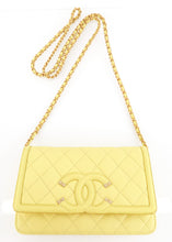 Load image into Gallery viewer, Chanel Caviar Filigree Wallet on a Chain Butter Yellow